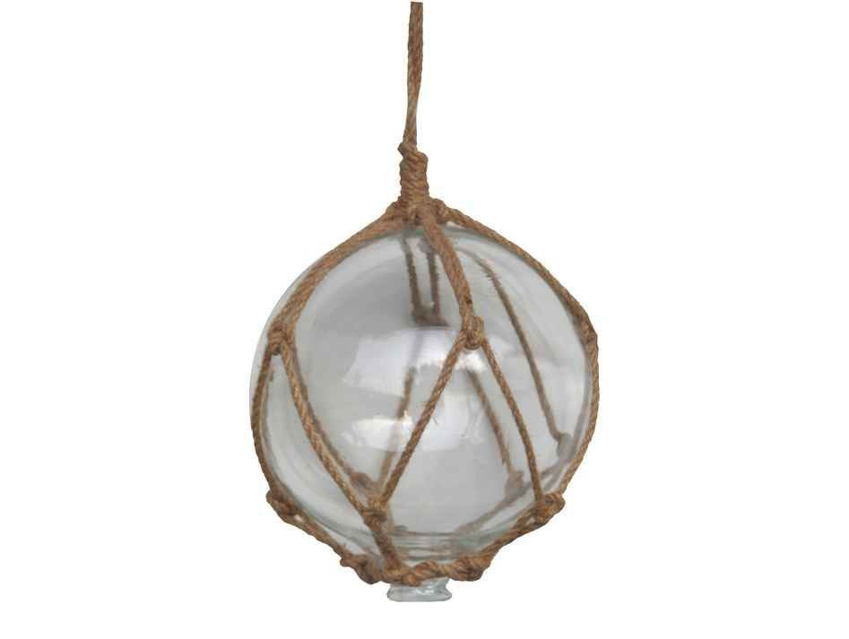 Nautical Decor Clear Japanese Glass Ball Fishing Float With Brown