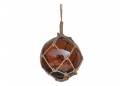 Amber Japanese Glass Ball Fishing Float With Brown Netting Decoration 12"