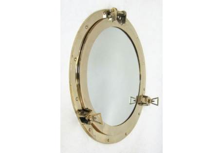 Solid Brass Ship's Porthole Mirror, 20" Nautical Wall Decor 