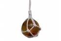 Amber Japanese Glass Ball Fishing Float With White Netting Decoration 2"