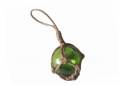 Green Japanese Glass Ball Fishing Float With Brown Netting Decoration 2"