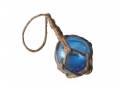 Light Blue Japanese Glass Ball Fishing Float With Brown Netting Decoration 2"