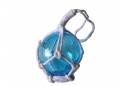 Light Blue Japanese Glass Ball Fishing Float With White Netting Decoration 2"