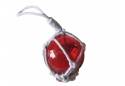 Red Japanese Glass Ball Fishing Float With White Netting Decoration 2"