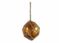 Amber Japanese Glass Ball Fishing Float With Brown Netting Decoration 4"