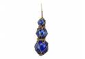 Triple Blue Japanese Glass Ball Fishing Floats with Brown Netting Decoration 11"