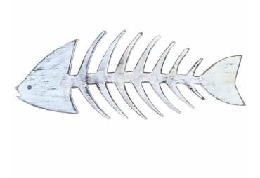 Wooden Whitewashed Fishbone Wall Mounted Decoration 25"