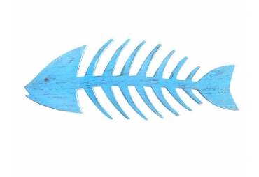Wooden Rustic Light Blue Fishbone Wall Mounted Decoration 25"