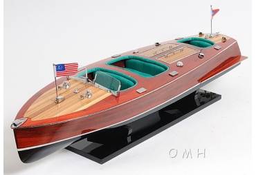 1930's  Chris Craft Triple Cockpit Runabout Wooden Boat Model Replica 