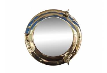 Brass Porthole Mirror 14"
