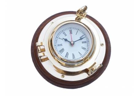 Decorative Brass Porthole Clock  Nautical Wall Decor  