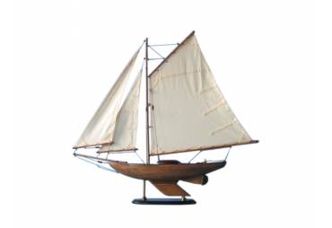 Rustic Wooden Sloop Sailboat Model 