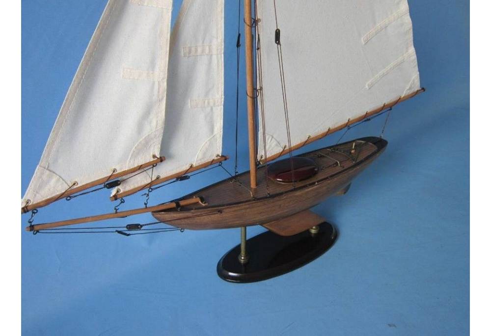 rustic wooden sloop sailboat model