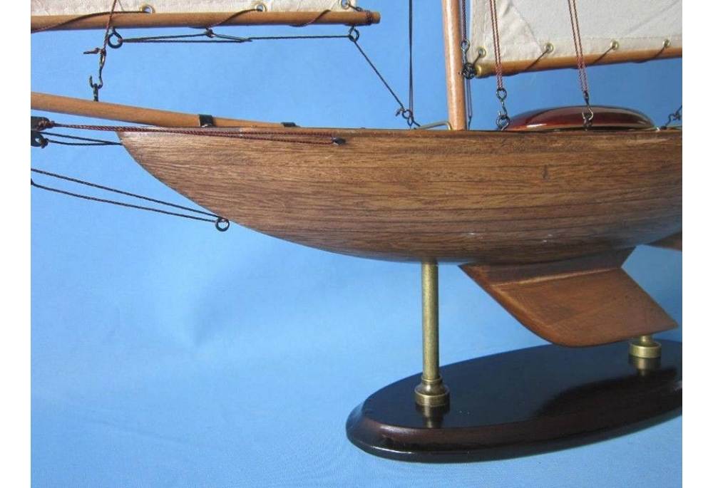 Rustic Wooden Sloop Sailboat Model