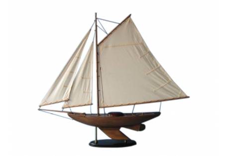 Decorative Rustic Wooden Bermuda Sloop Sailboat Model 