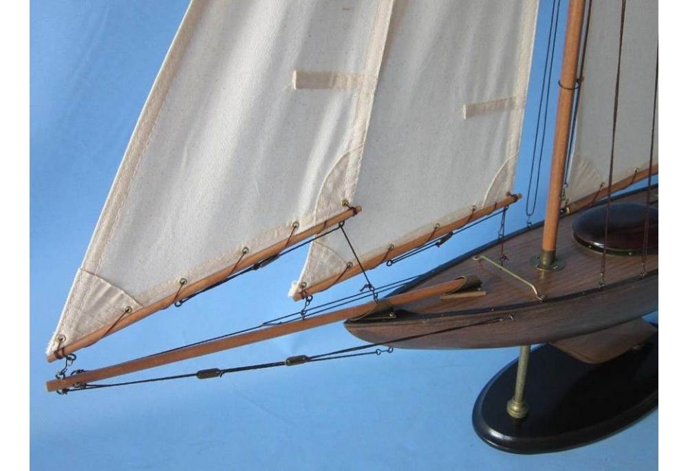 Rustic Wooden Bermuda Sloop Sailboat Model