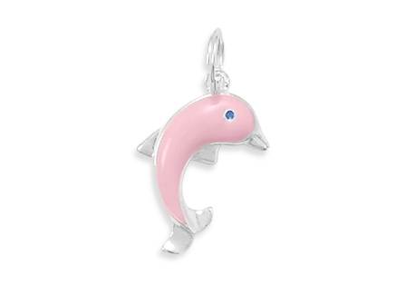 Pink/Blue Enamel Dolphin Charm