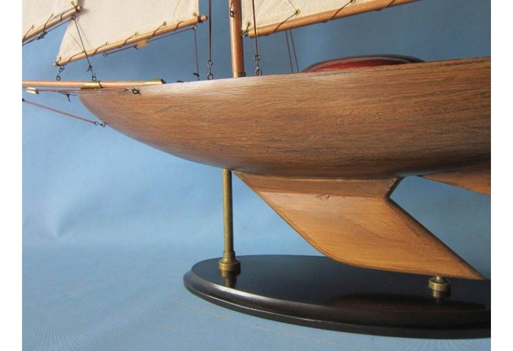 Rustic Wooden Bermuda Sloop Sailboat Model