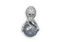 Rhodium Plated CZ and Simulated Pearl Octopus Slide