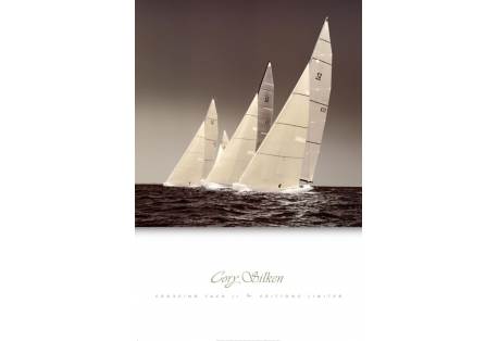 Nautical Wall Decor Crossing Tack Classic Yachts Racing Art Poster  