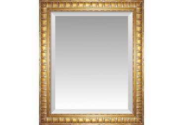 Ornate Brass with Antique Finish Beveled Wall Mirror