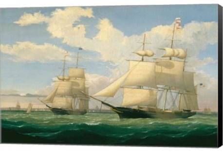 Historic Art on Canvas The Ships Winged Arrow and  Southern Cross  in Boston Harbor  
