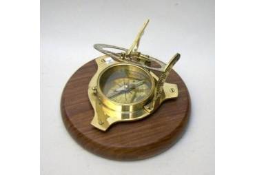  Sundial Compass on Wooden Base