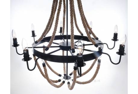 Nautical Themed Large Rope Pendant - 8 Bulbs