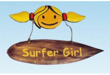 Wooden Surfer Girl Wall Plaque 14"