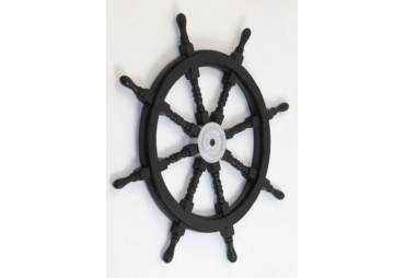 Wooden Black Pirate Ship Wheel with Brass Cap 36"