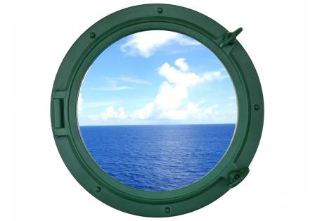 Decorative Sea Worn Green Ships  Porthole Window