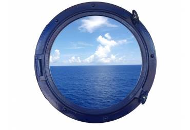 Navy Blue Ship's Porthole Window 24" Decoration 