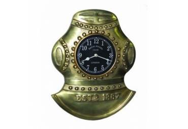 Antique Solid Brass Divers Helmet Clock 17"