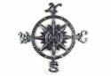 Antique Silver Cast Iron Large Decorative Rose Compass 19"