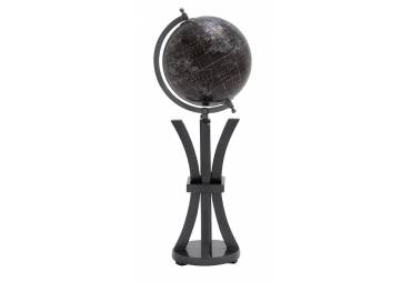 Floor Standing Elegant Wood Metal Globe in Black 