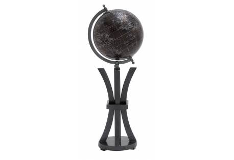 Elegant Wood Metal Globe in Black 