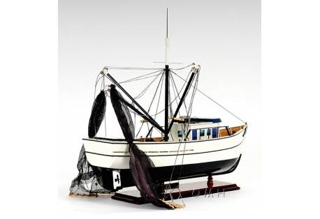 Scaled Authentic Wooden Shrimp Fishing Boat Model 