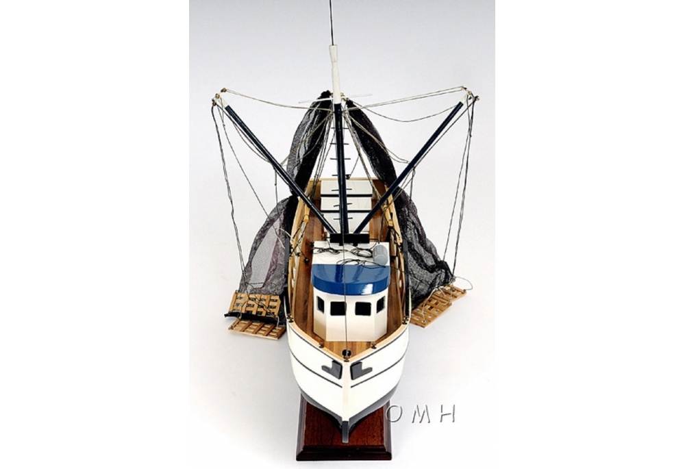 Authentic Wooden Shrimp Fishing Boat Model