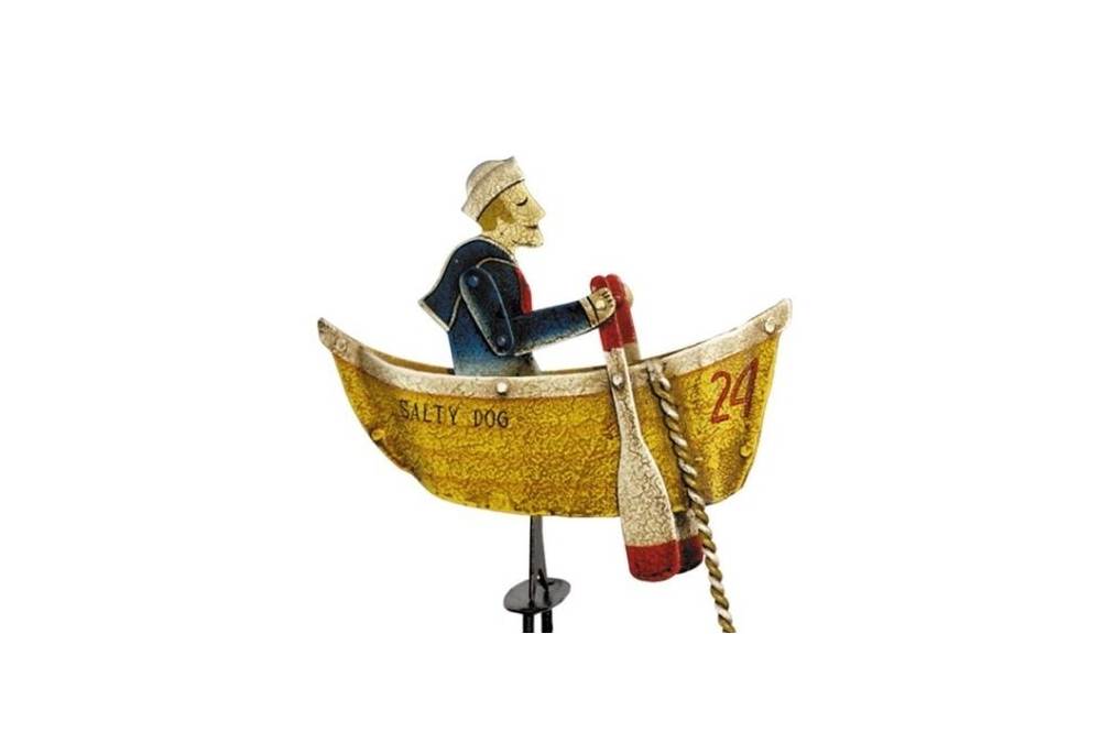 Antiqued Salty Dog Rowing Sailor Sky Hook Balance Toy