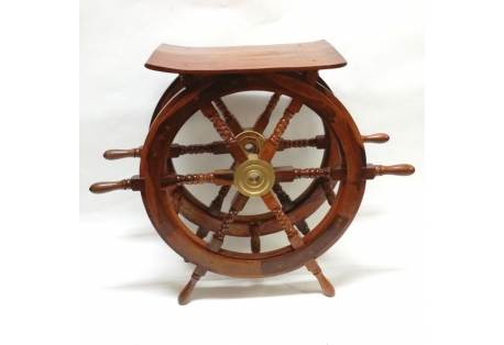 Teak Wood Hand Crafted Ship Wheel Table 