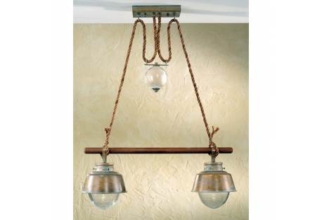 Nautical Themed Solid Bras Amarras Nautical  Two Light Chandelier  