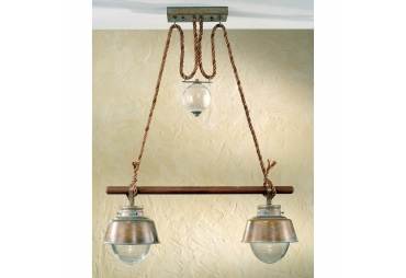 Solid Bras Amarras Nautical Two Light Chandelier