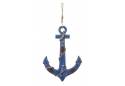 Rustic Blue Wooden Anchor and Rope Decor