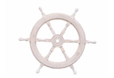 Rustic White Wooden Ship Wheel Decor 