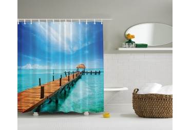 Tropical Island Gazebo on the Dock Print  Shower Curtain 