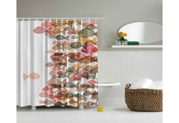 Fish Design Nautical Themed Shower Curtain 