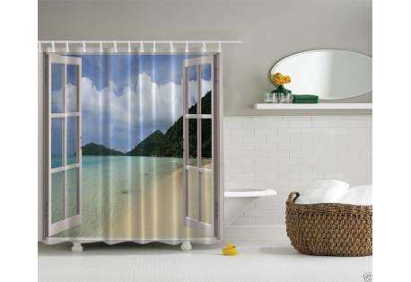 Shower Curtain Open Window on the Beach 