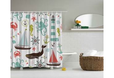 Sea Life Nautical Shower Curtain 