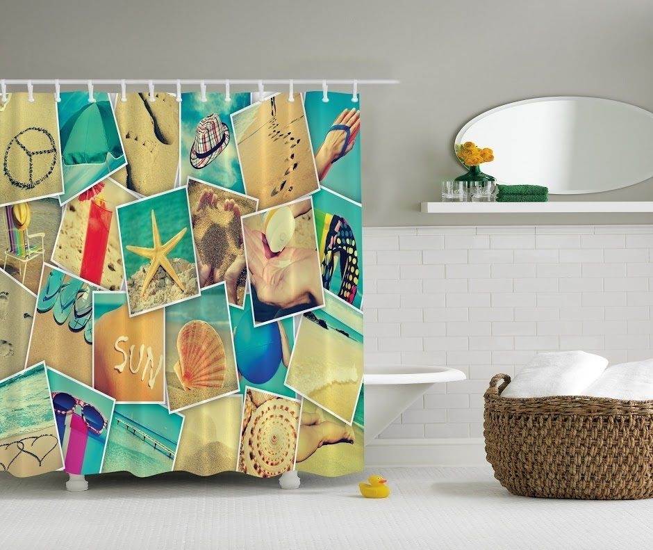 Beach Theme Custom Design Shower Curtain - 