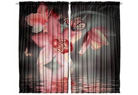 Flowers and the Ocean Curtain Panel Set 